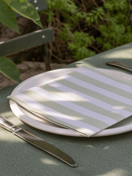 Servietter - Striper Olivengrønn 40x40cm - at home