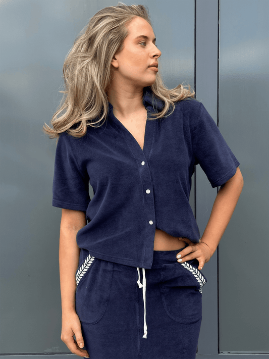 Shirt Smock Back - Navy - at home