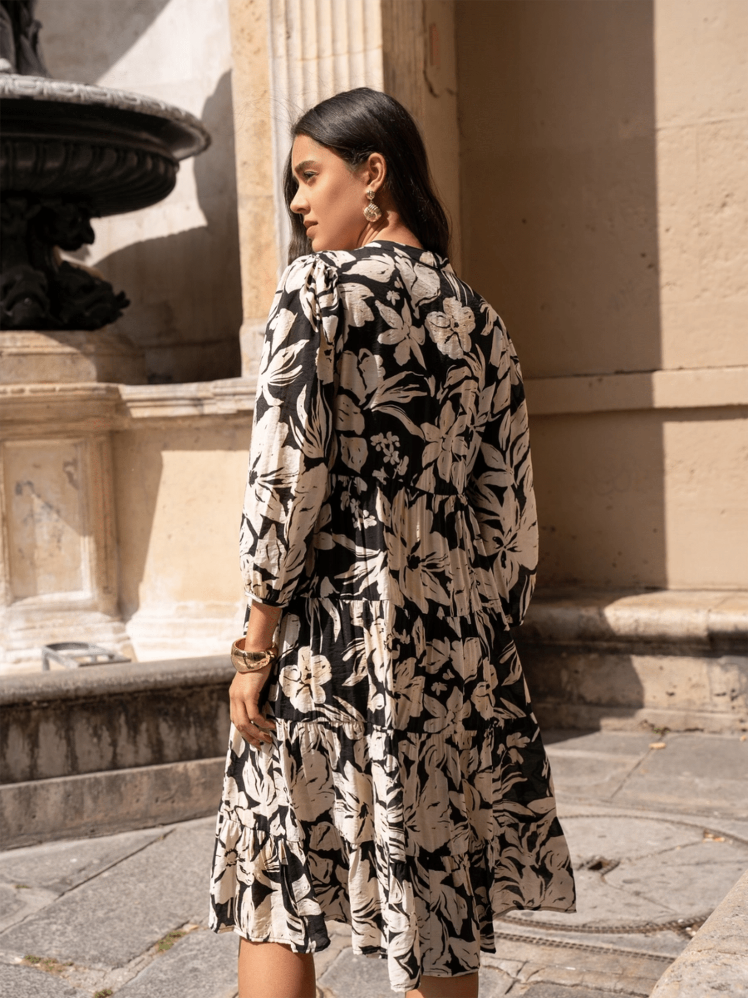 Sienna Shirt Dress Midi - Hibiscus Noir - at home