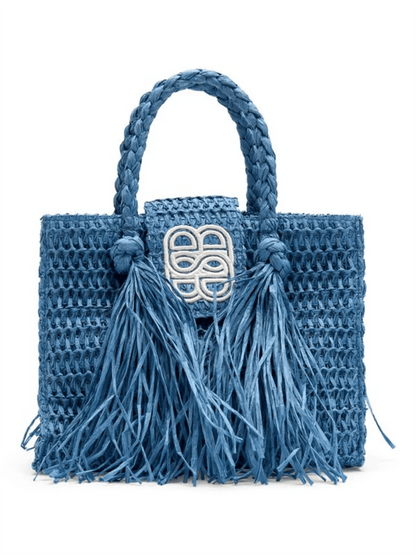 Sigrid Straw Bag - Blue - at home