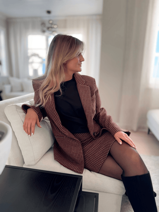 Skirt Check - Burgundy - at home