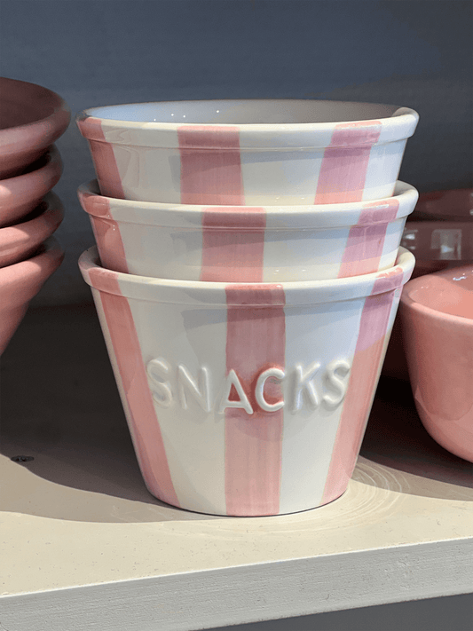 Snacksskål - Rosastripet M/Hvit Tekst - at home