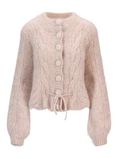 Sophia Chunky Cardigan - Beige Melange - at home