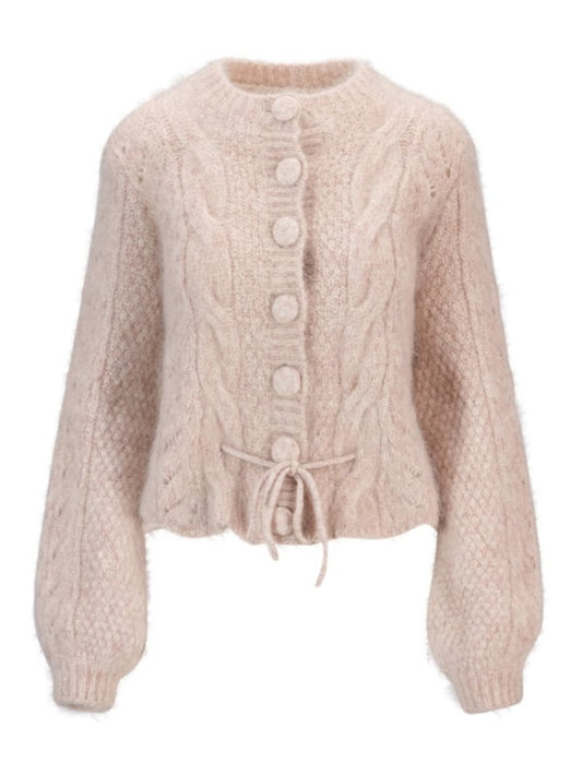 Sophia Chunky Cardigan - Beige Melange - at home