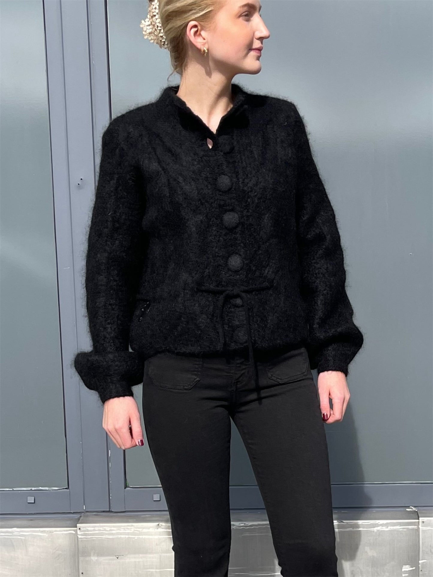 Sophia Chunky Cardigan - Black - at home