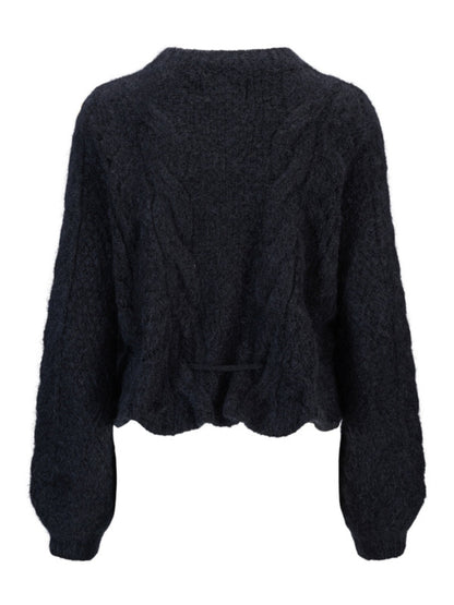 Sophia Chunky Cardigan - Dark Navy - at home