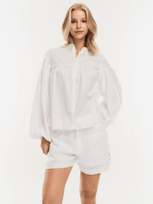 Stine Linen Shirt - White - at home