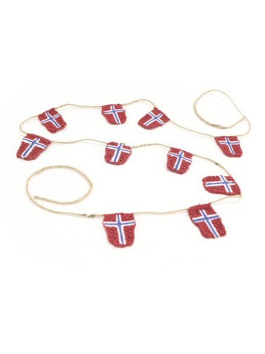 Strikket Flaggrekke 10stk - Norwegian Flags - at home