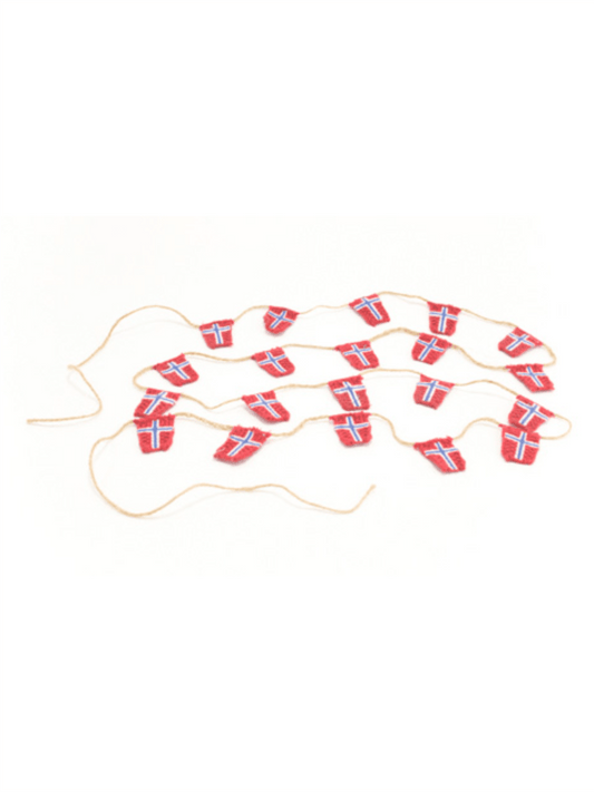 Strikket Flaggrekke 20stk - Norwegian Flags - at home