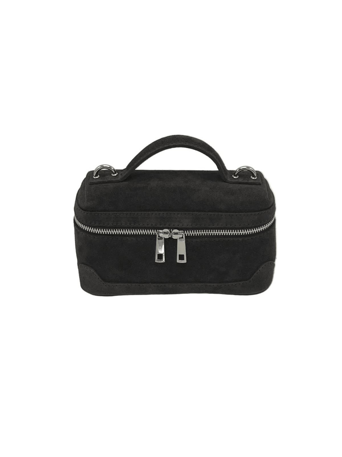 Suede Leather Box Handbag S - Dark Brown - at home