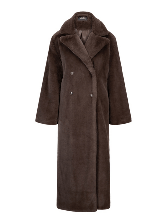 Talea Fake Fur Jacket - Dark Brown - at home