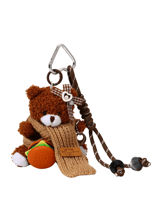 Teddybear Bag Charm Set - Brown - at home