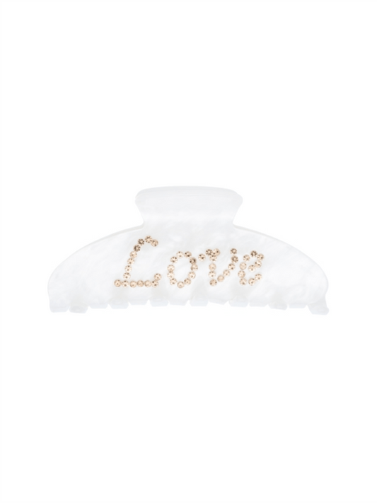 Text Hair Claw «Love» - White - at home