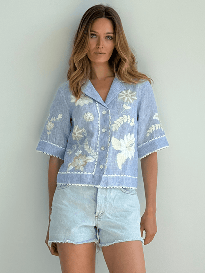 Tiger Lily Shirt - Blue - at home