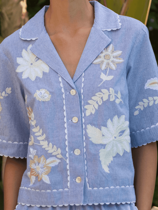 Tiger Lily Shirt - Blue - at home
