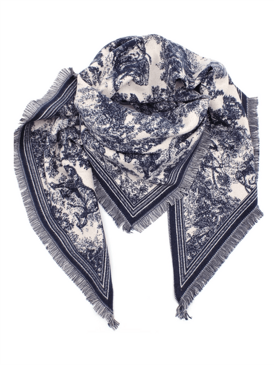 Trekantskjerf Toile de Jouy - Navy - at home