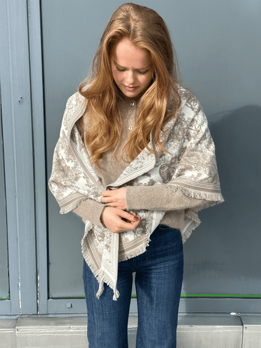 Trekantskjerf Toile de Jouy - Taupe - at home
