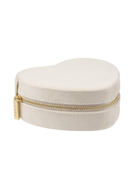 Velvet Heart Jewellery Box - Sand - at home