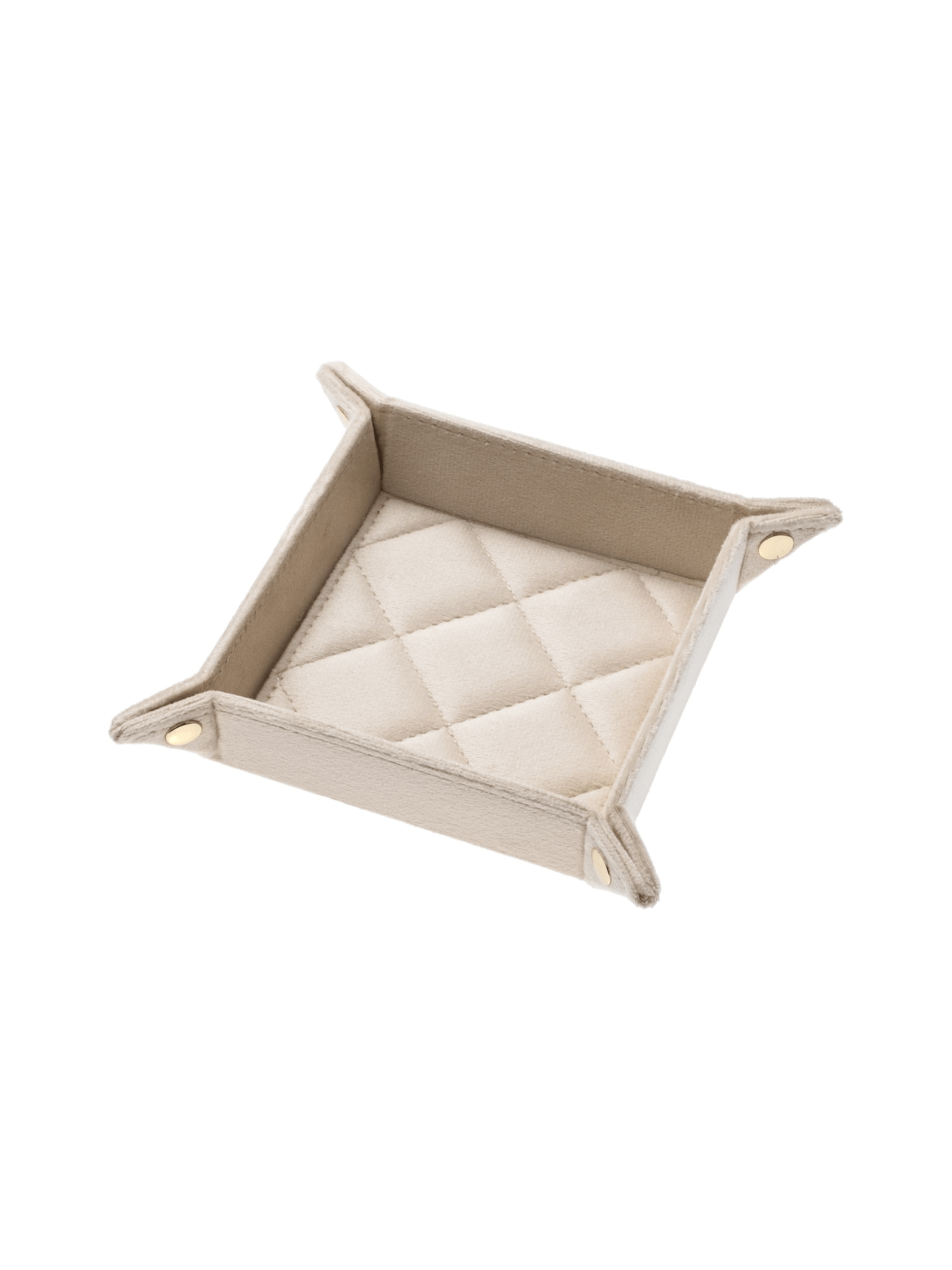 Velvet Quilted Jewellery Tray Small - Sand - at home