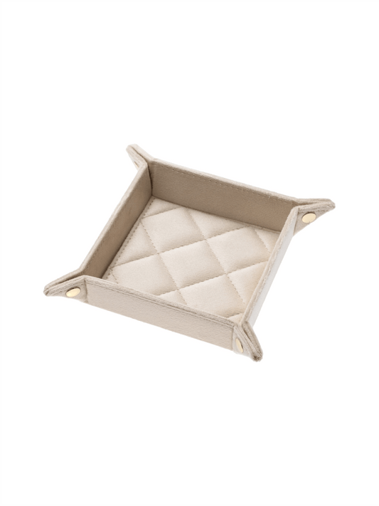 Velvet Quilted Jewellery Tray Small - Sand - at home