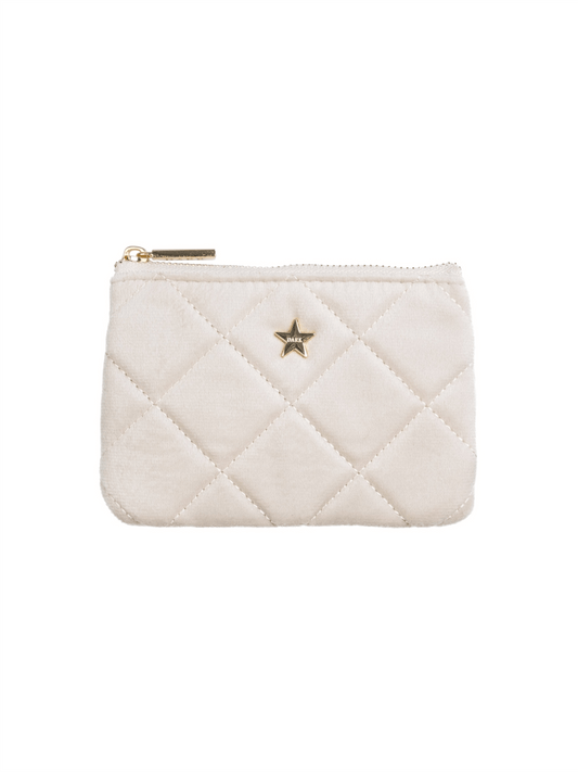 Velvet Quilted Mini Pouch - Sand - at home
