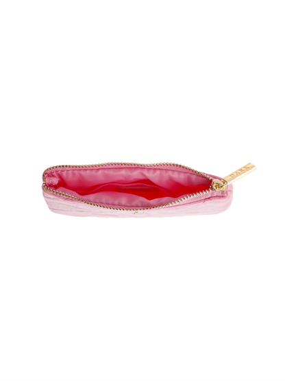Velvet Quilted Small Pouch - Bubblegum Pink - at home