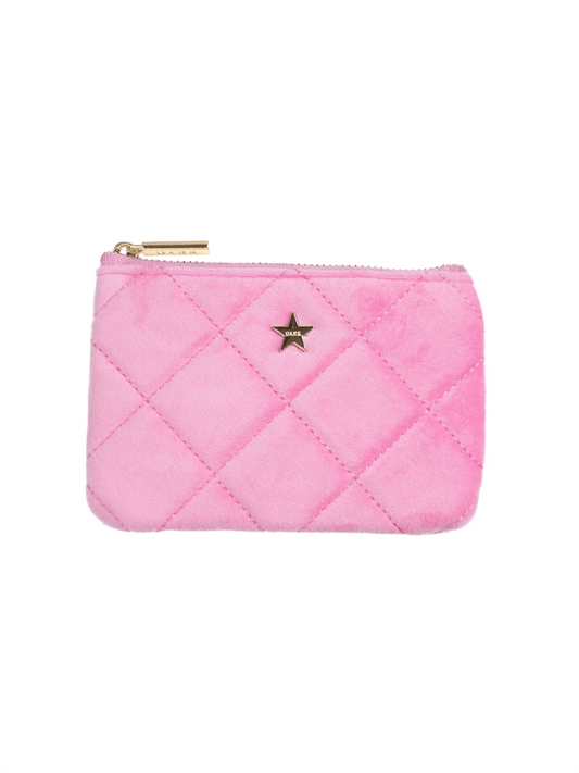 Velvet Quilted Small Pouch - Bubblegum Pink - at home