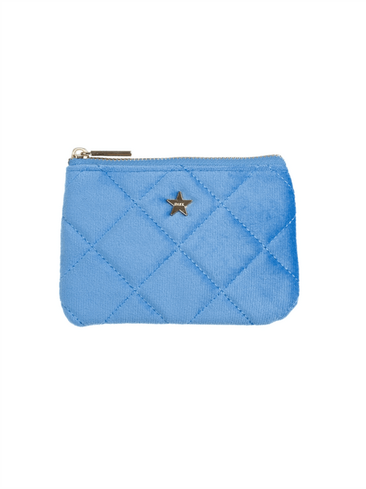 Velvet Quilted Small Pouch - Ibiza Blue - at home
