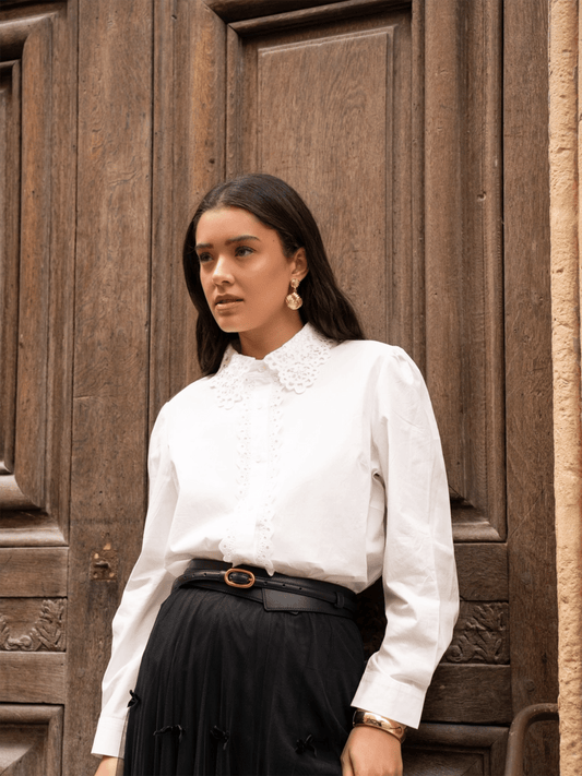 Victorine Cotton Shirt - White - at home