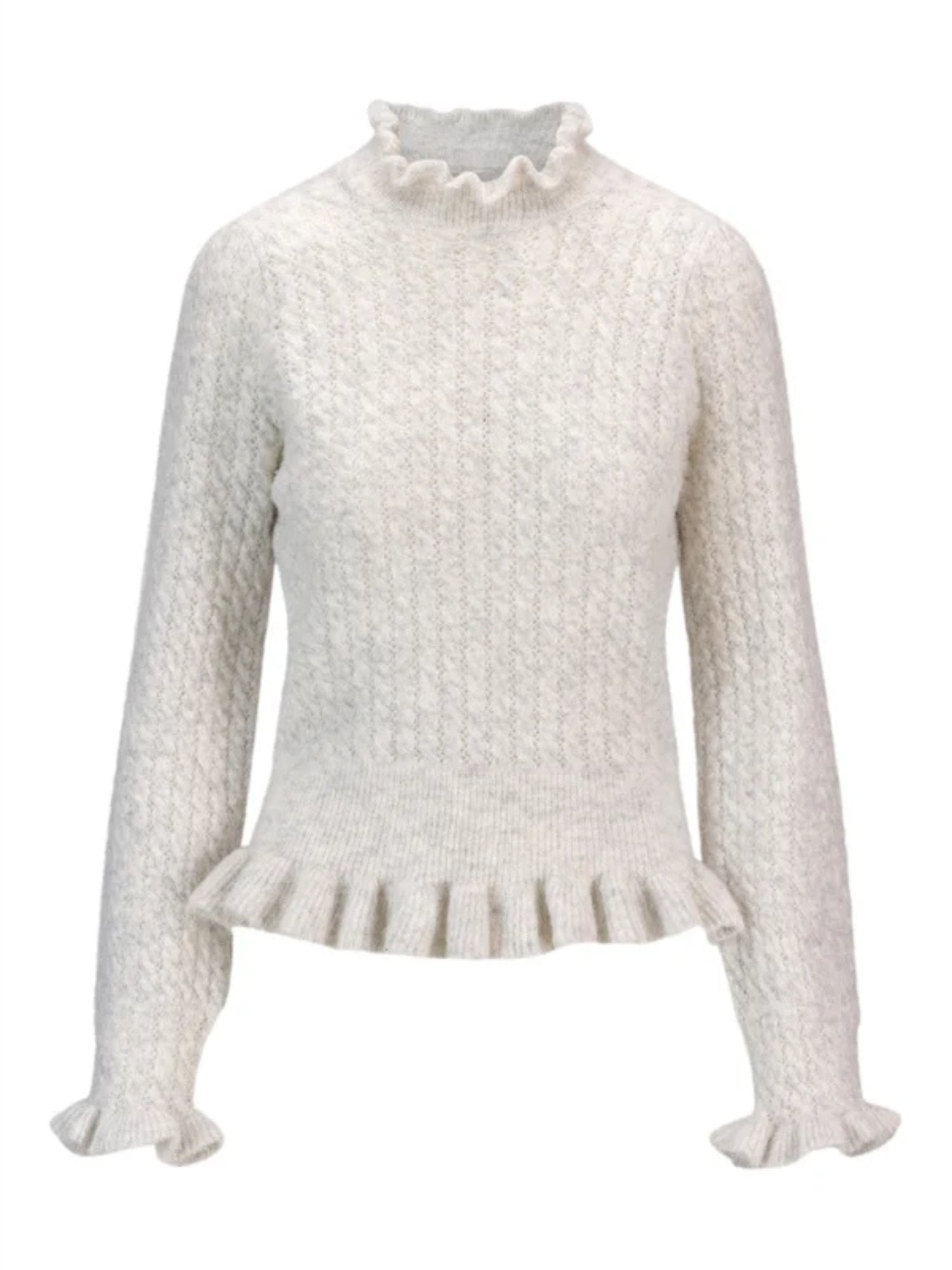 Vienna Alpaca Sweater - Light Grey Melange - at home