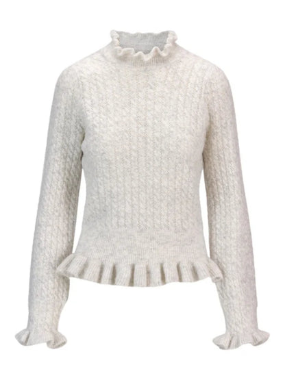 Vienna Alpaca Sweater - Light Grey Melange - at home