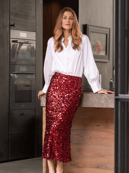 Whitney Skirt - Burgundy - at home