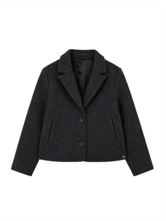 Wool Short Jacket - Charcoal - at home