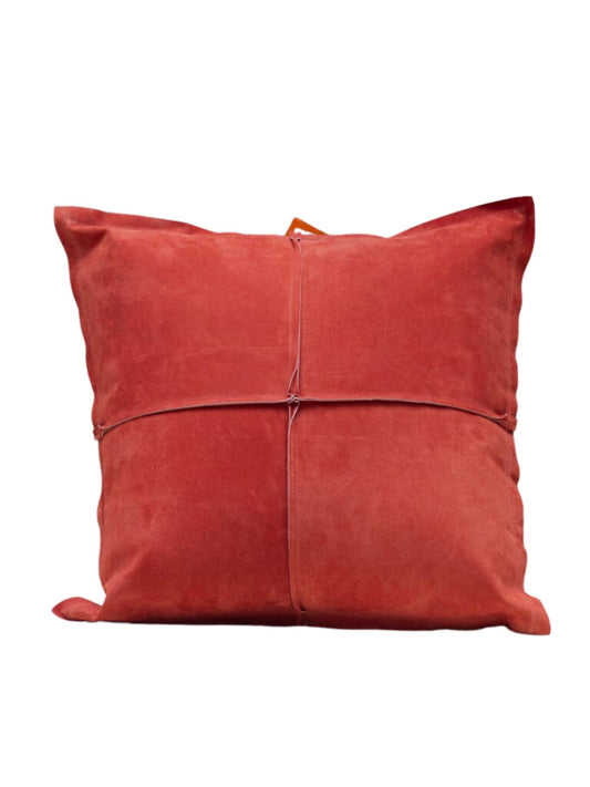 Burgundy Leather Cushion 45x45cm - at home