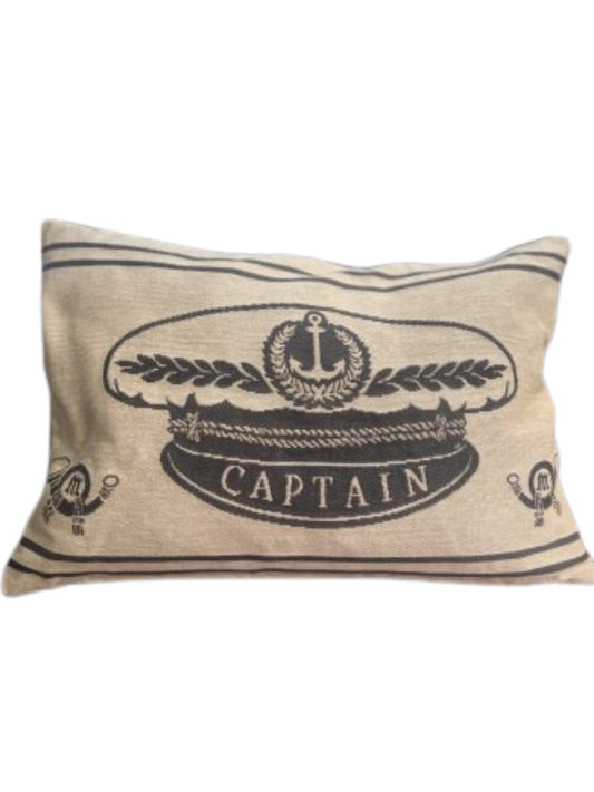 Captain Hat Cushion 33x45cm - Grey/Beige - at home
