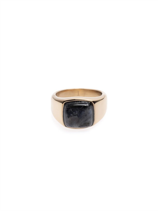 Signet Ring Mini - Gold W/Grey Marble