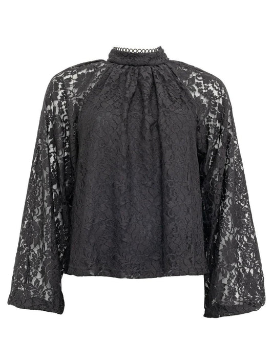 Lace Blouse - Black - at home
