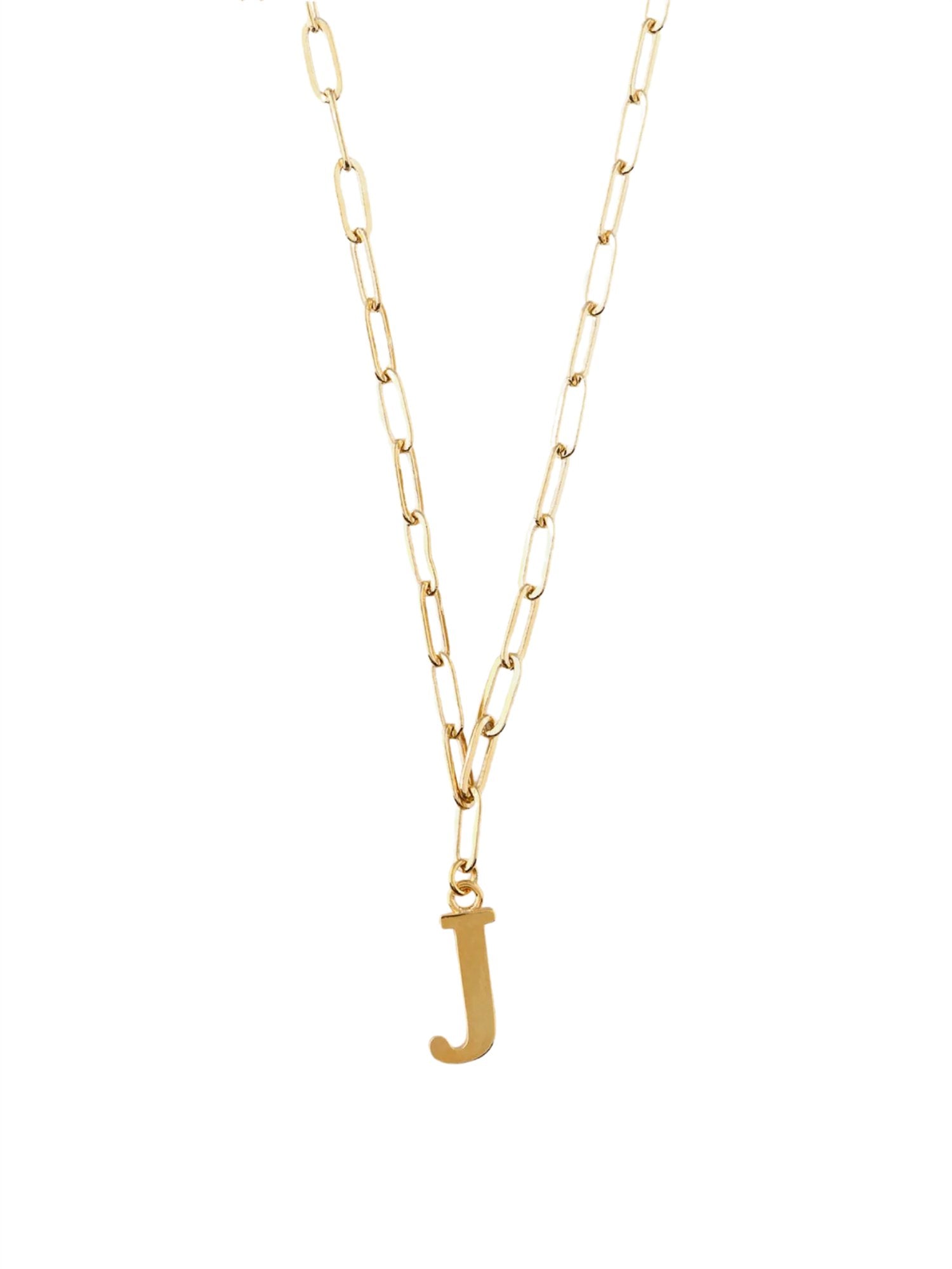 Large Letter Necklace On Open Link Chain - Gold - at home