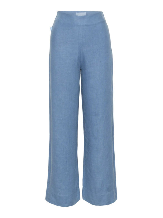 Molly Linen Pants - Jeans Blue (UKE 12) - at home