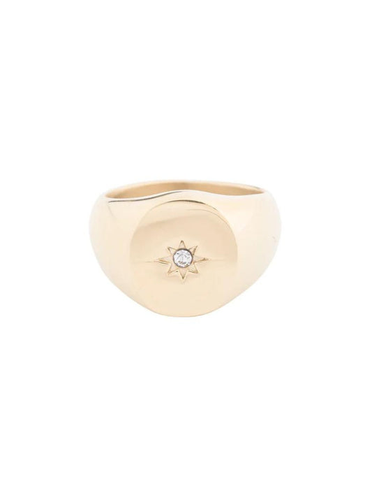 Oval Signet Ring W/Star - Gold - at home