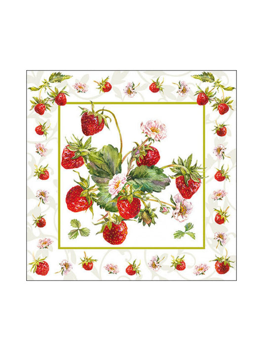 Servietter - Fresh Strawberries 33x33cm - at home