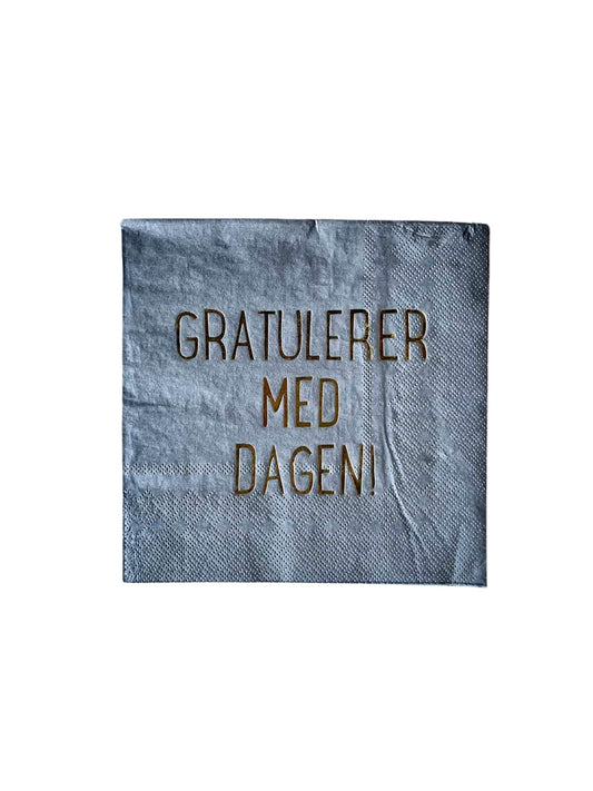 Servietter - Gratulerer Med Dagen Grå 33x33cm - at home